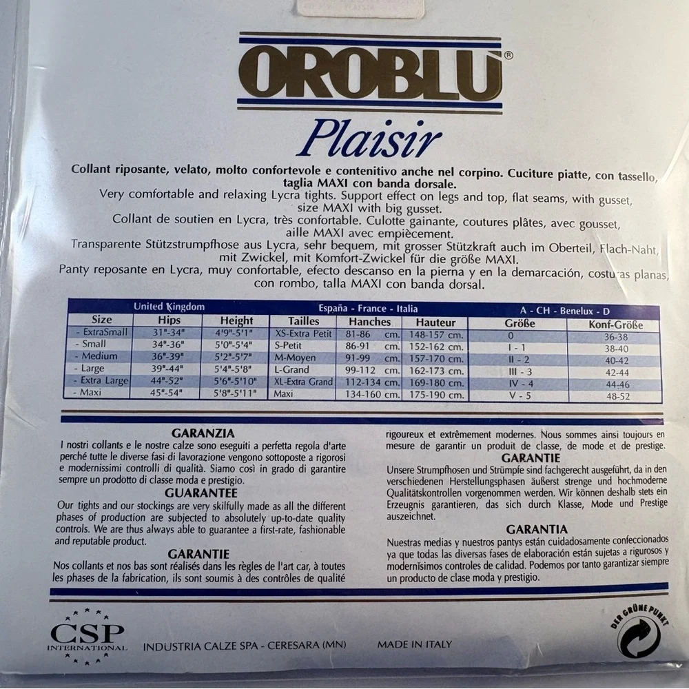 New Oroblu Tights Nylons Women Size Small‎ Music Black Control Top Italy Lycra